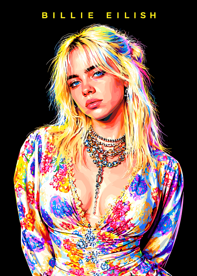 Billie Eilish Colorful Pop Art Portrait