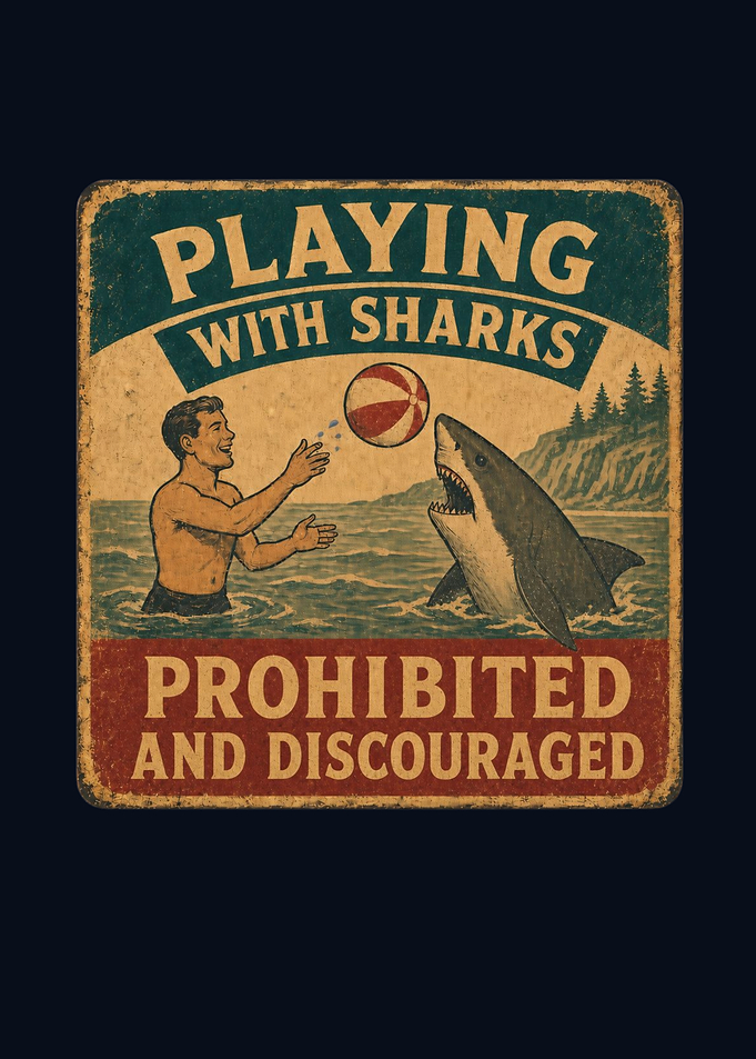 Vintage Style Shark Warning Sign