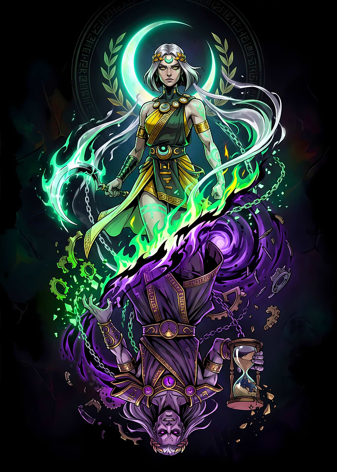Hades and Artemis Dual Deity Art