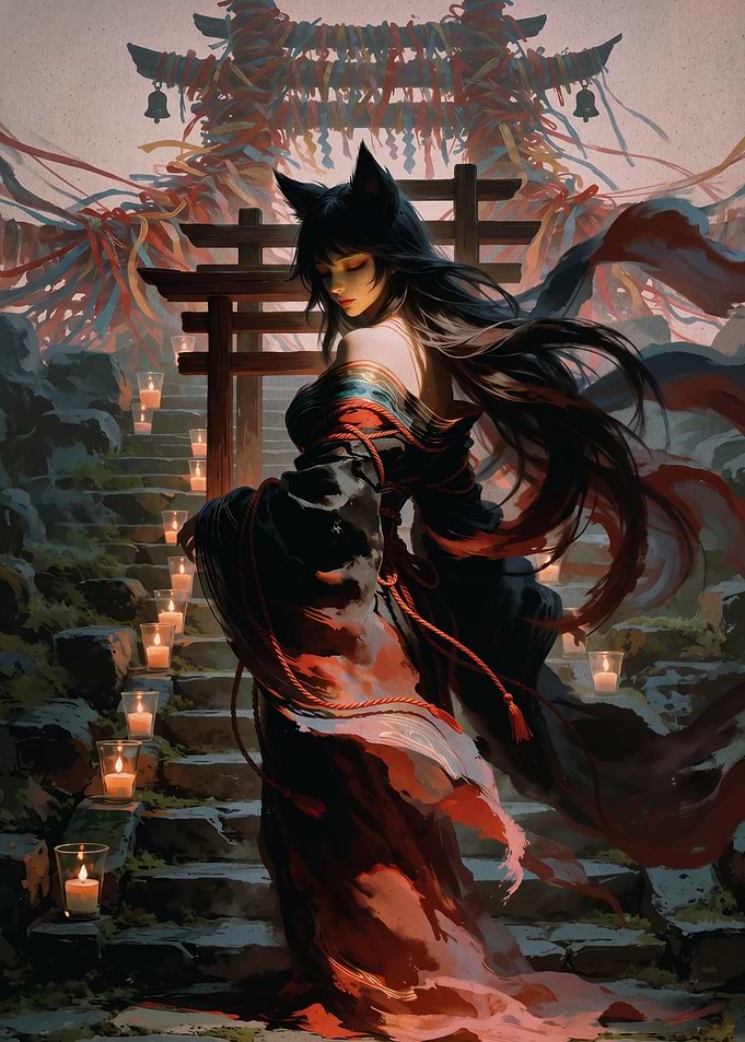 Kitsune Maiden at Shinto Shrine