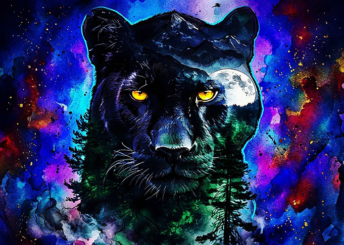 Double Exposure Black Panther Art