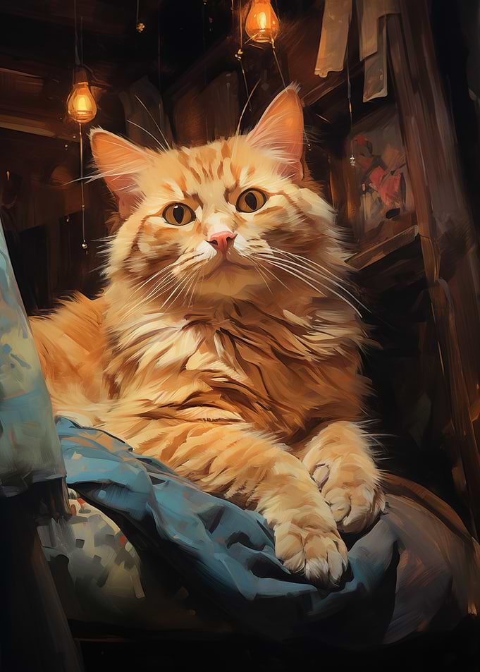 Fluffy Ginger Cat in Warm Light
