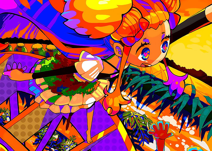 Vibrant Anime Girl in Dynamic Pose