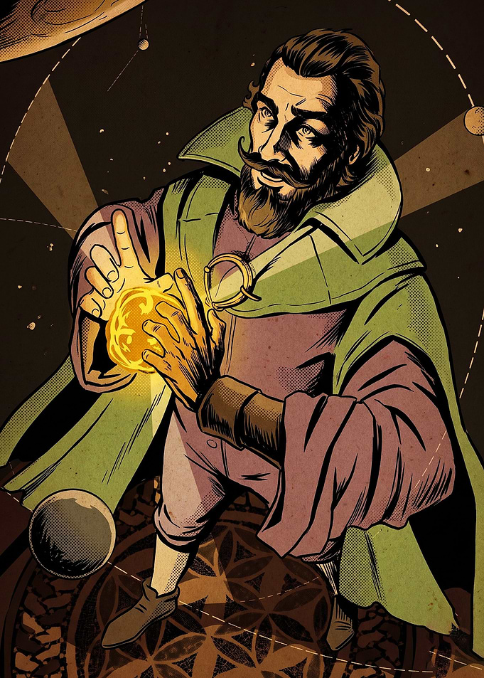 Space Astronomer Retro Comic Art