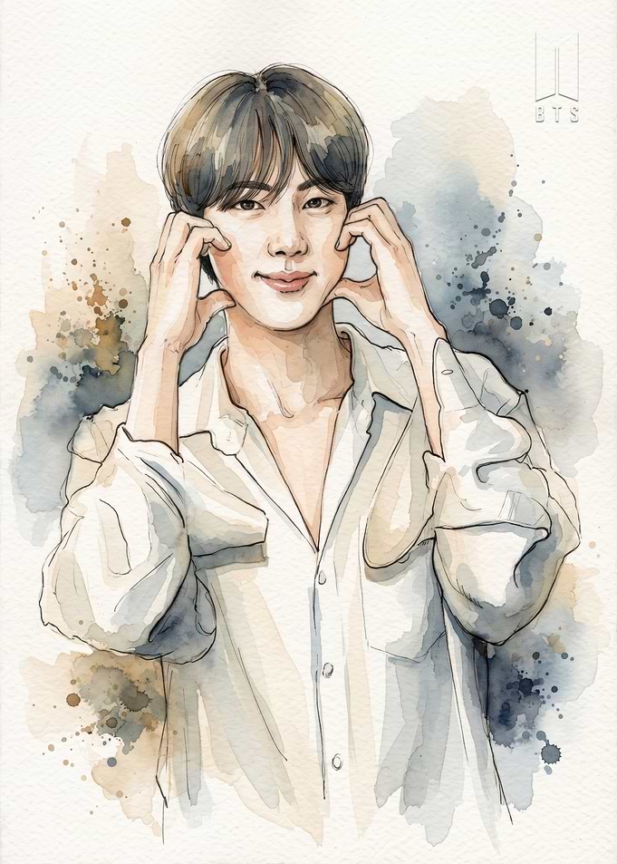 Watercolor Portrait of Jin from BTS