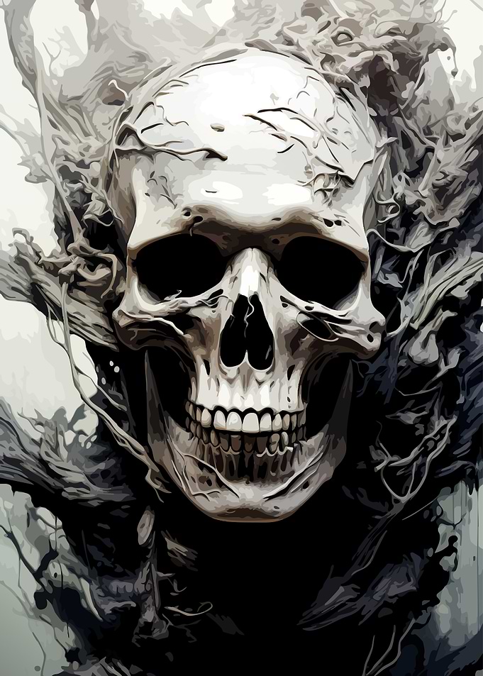 Abstract Monochrome Skull Art