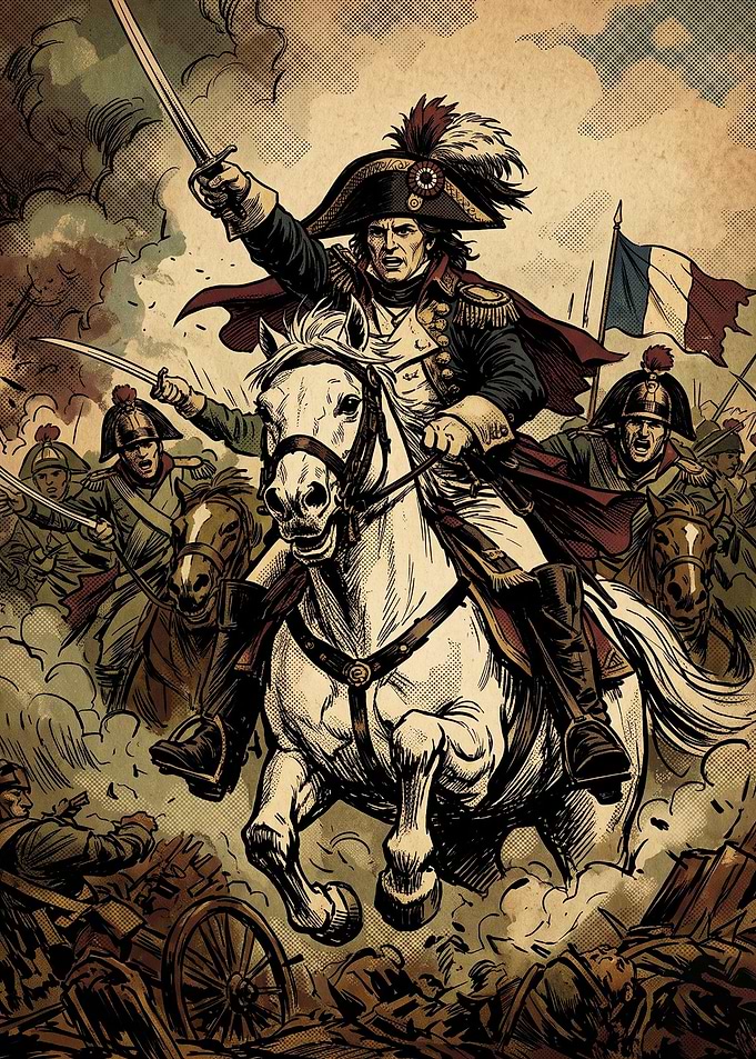 French Cavalry Charge Comic Art