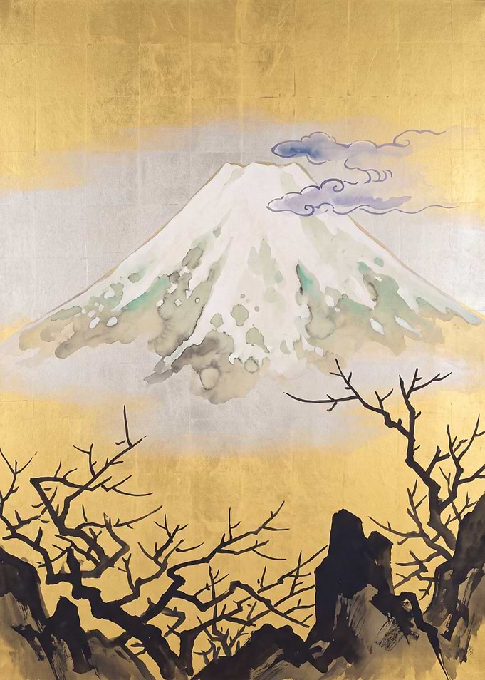 Mount Fuji Gold Leaf Painting