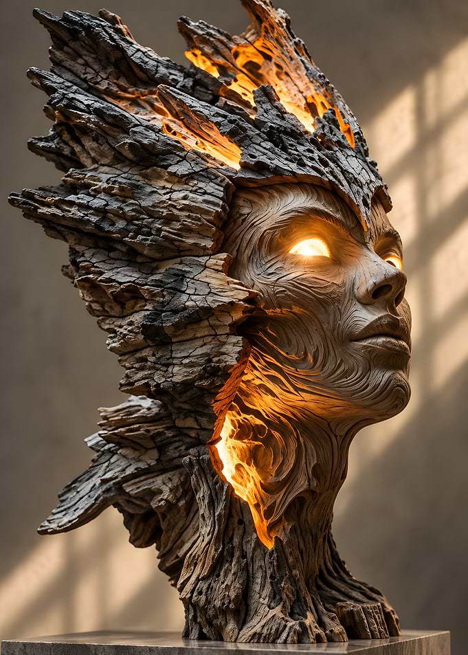 Ethereal Wooden Spirit Sculpture