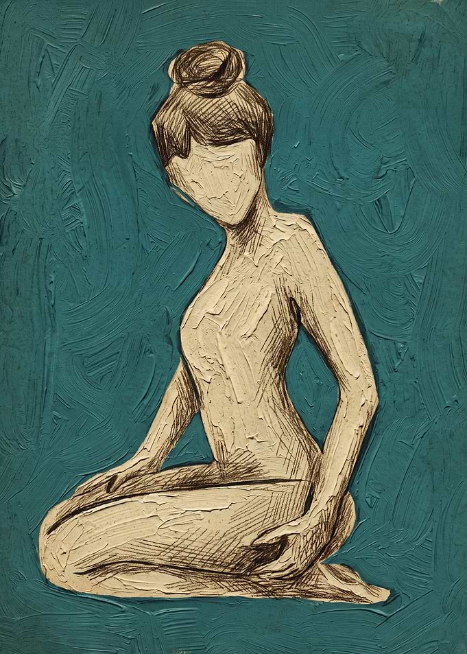 Kneeling Woman Art Female Figure Pencil Sketch