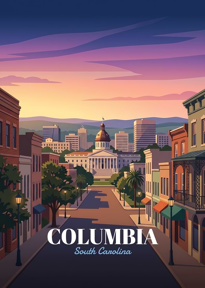 Columbia South Carolina Cityscape Poster