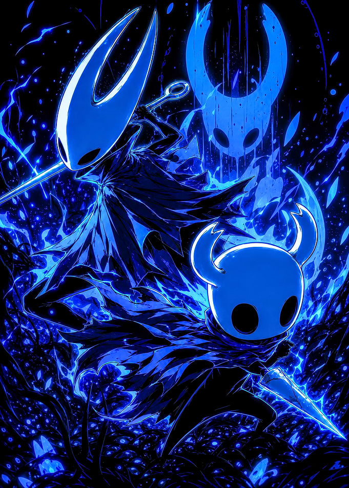 Hollow Knight and Hornet Blue Aura