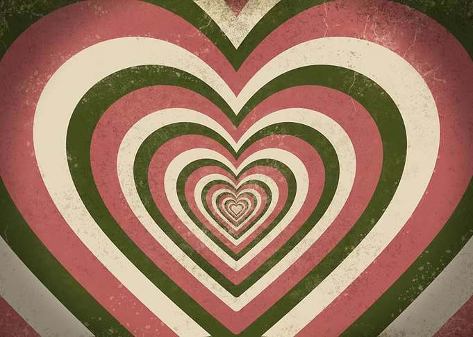 Vintage Retro Heart Tunnel Pattern