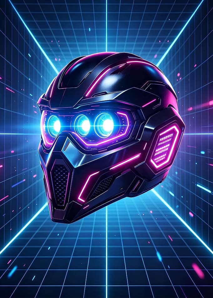 Cyberpunk Futuristic Neon Helmet