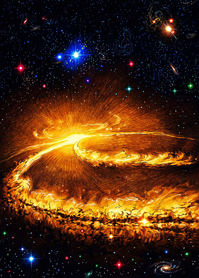 Fiery Cosmic Spiral Nebula