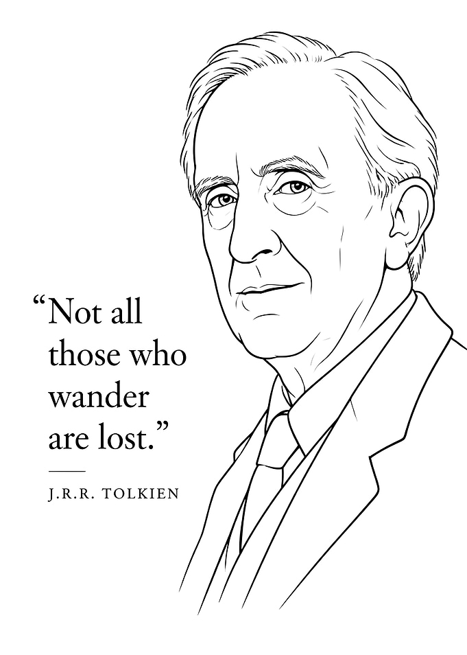 J.R.R. Tolkien Quote Portrait Illustration