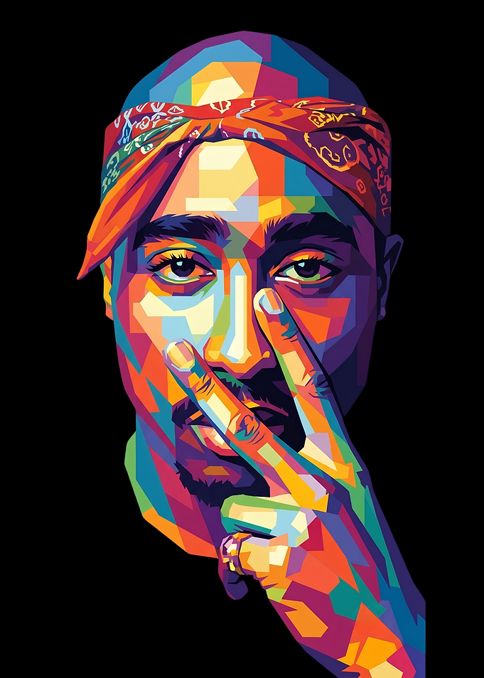 Colorful Pop Art Tupac Shakur Portrait