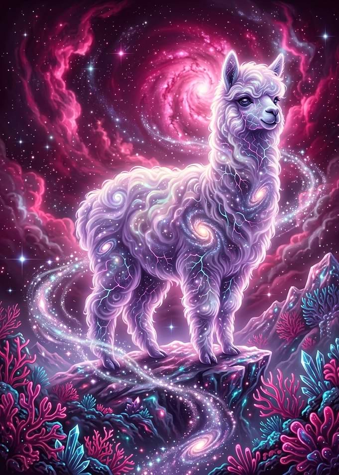 Cosmic Galaxy Llama Fantasy Art