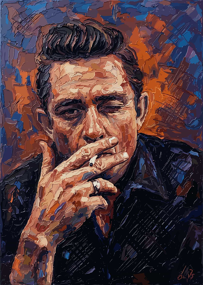 Johnny Cash Oil Painting Portrait