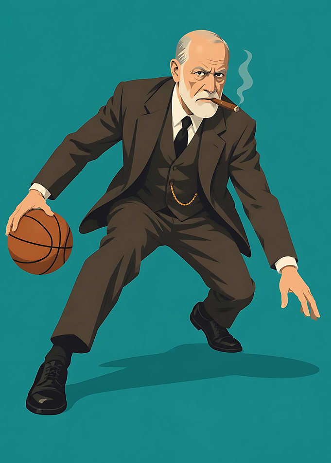 Sigmund Freud Playing Basketball