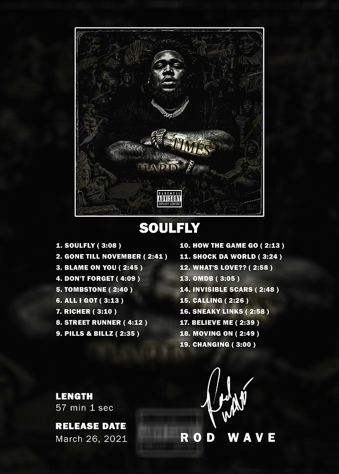 Rod Wave Soulfly Album Tracklist Poster
