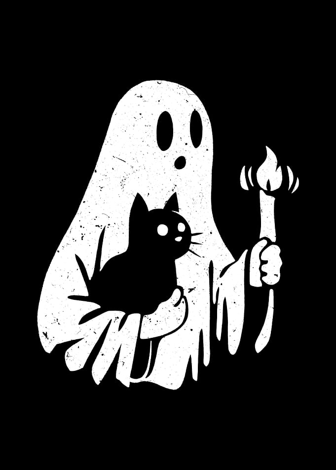 Ghost Holding a Black Cat