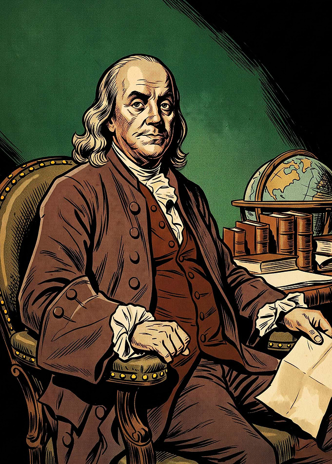 Benjamin Franklin Comic Art Poster