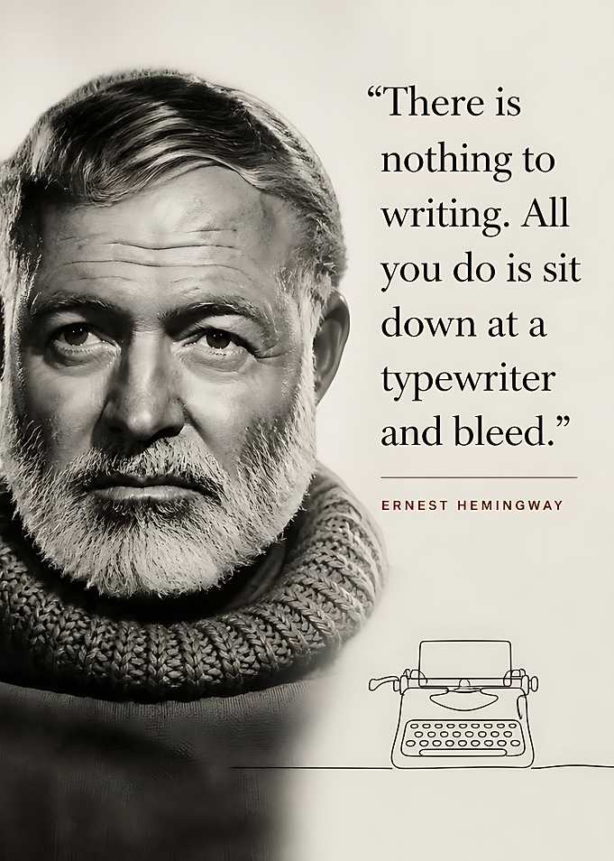 Ernest Hemingway Inspirational Writing Quote Poster