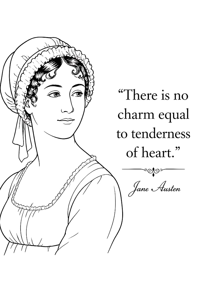 Jane Austen Quote Line Art Portrait