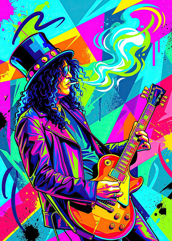 Neon Pop Art Slash Guitarist