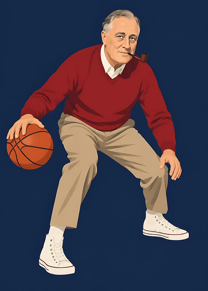 Franklin D. Roosevelt Playing Basketball