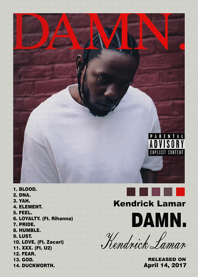Kendrick Lamar DAMN Album Poster