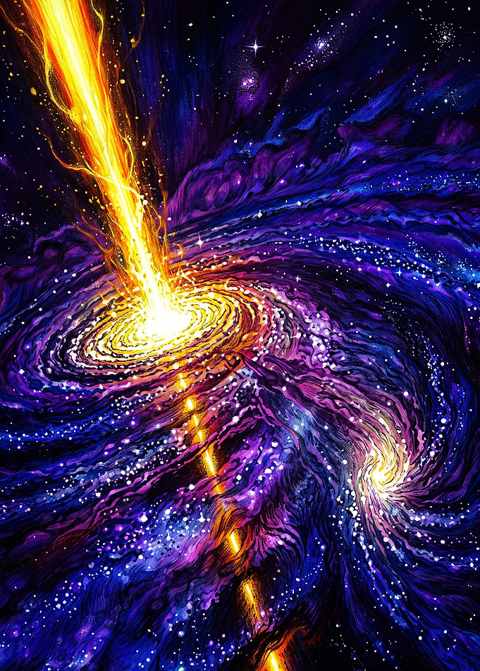 Cosmic Quasar Emitting Intense Energy Beam