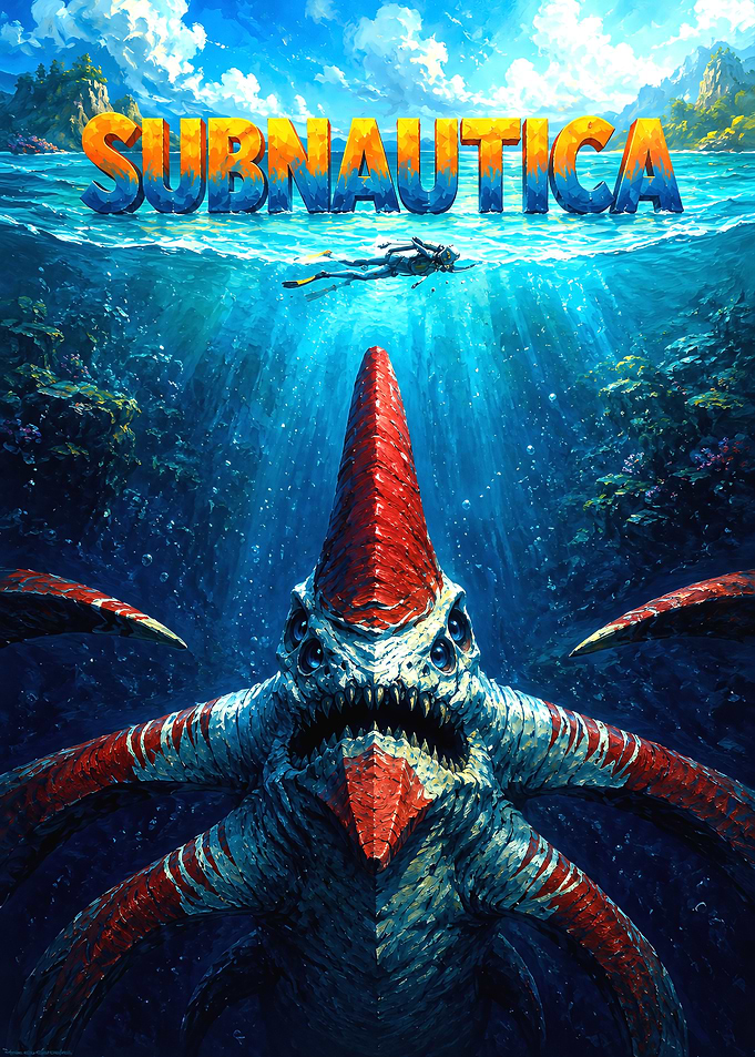 Subnautica Reaper Leviathan Underwater Poster