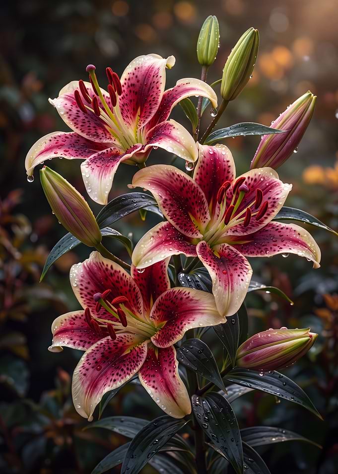 Stunning Stargazer Lilies with Raindrops