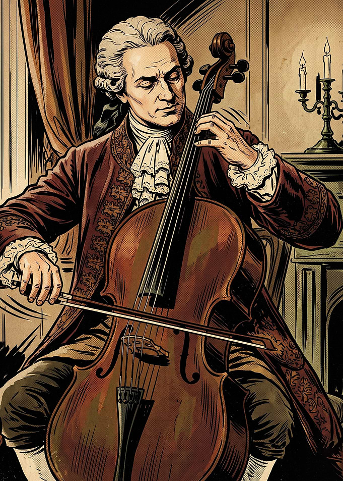 Classical Cellist Vintage Comic Art