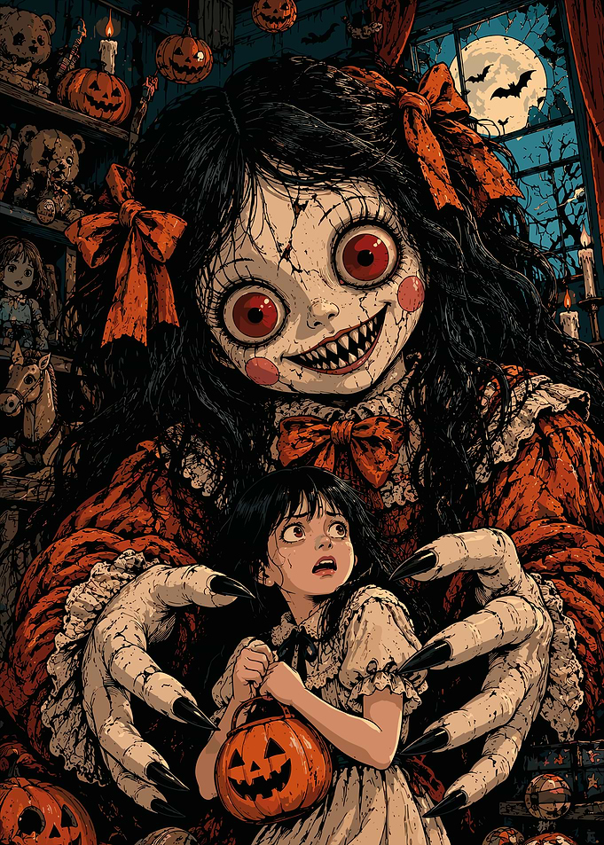 Creepy Doll Haunting a Young Girl