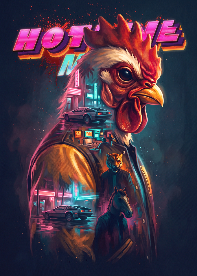 Hotline Miami Retro Synthwave Poster