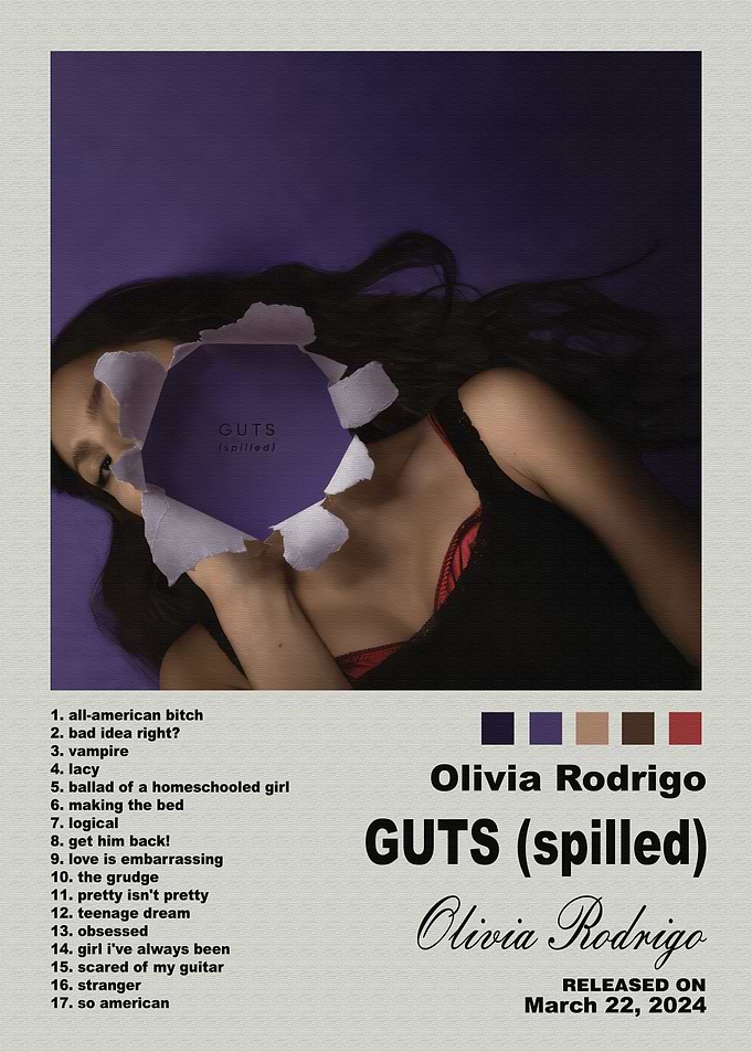Olivia Rodrigo GUTS Spilled Album Poster