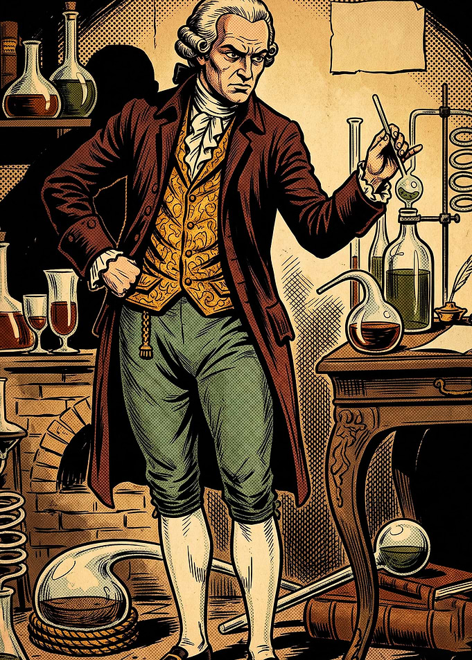 Vintage Chemist Science Comic Art