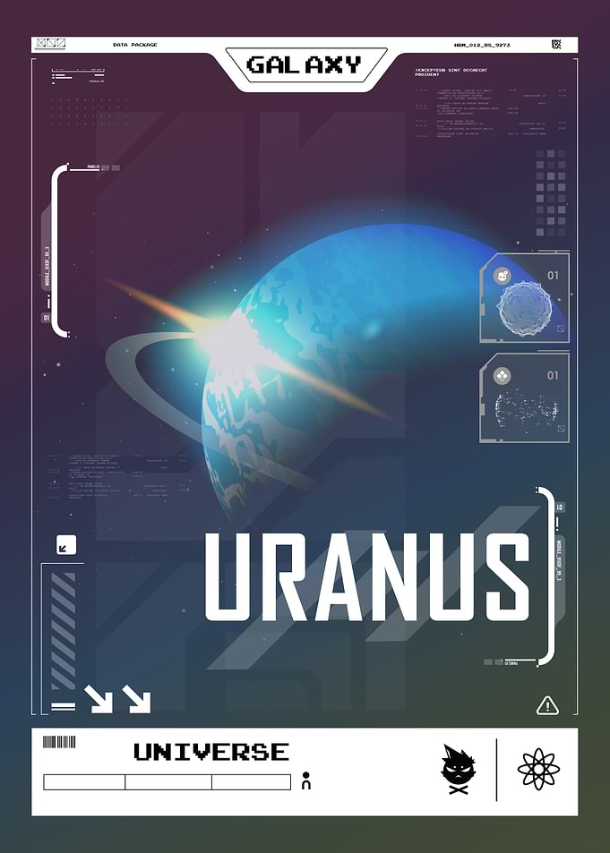 Futuristic Uranus Planet Data Poster