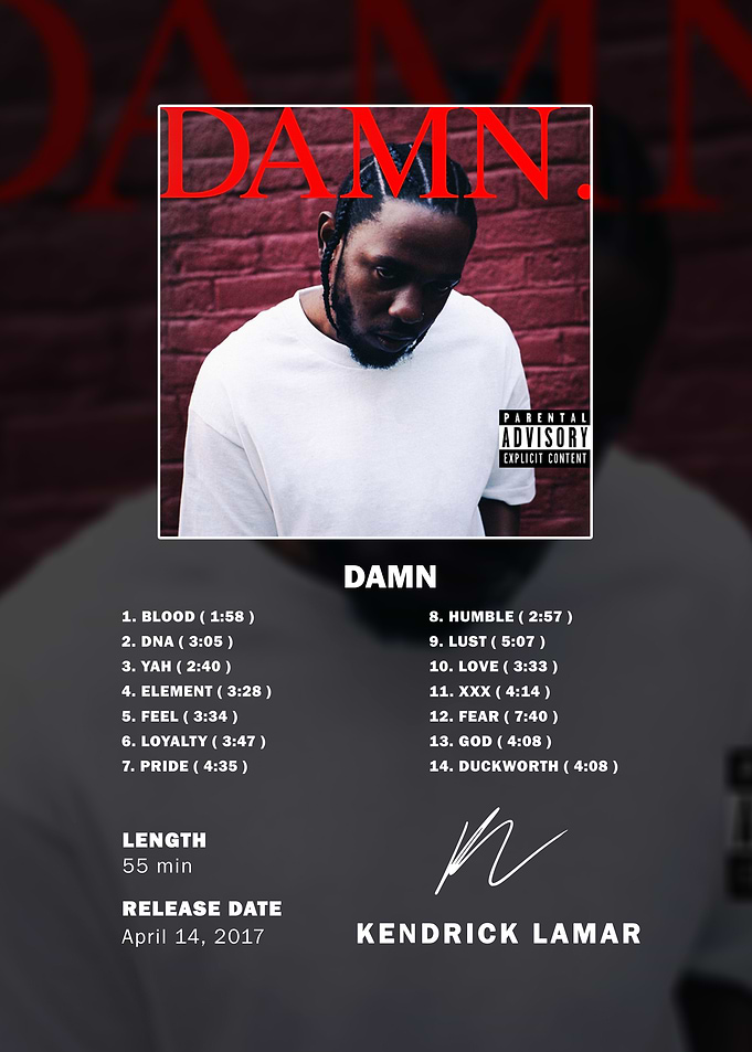 Kendrick Lamar DAMN Album Poster