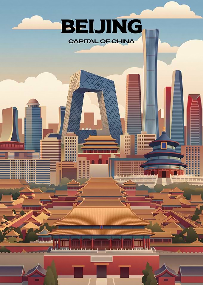 Beijing Cityscape Travel Poster