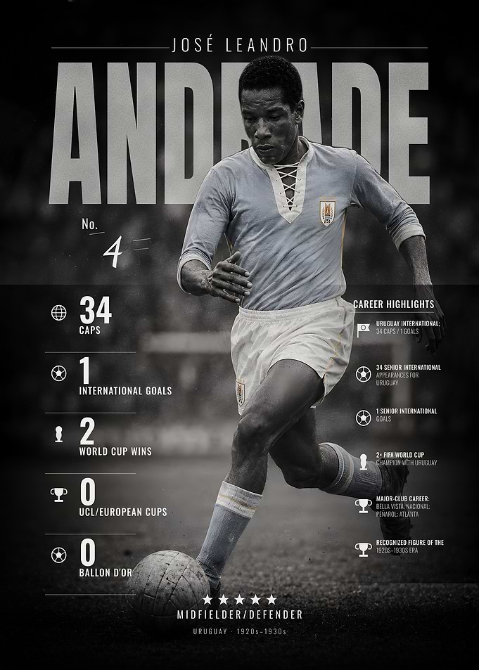 José Leandro Andrade - Uruguay National Team No. 4