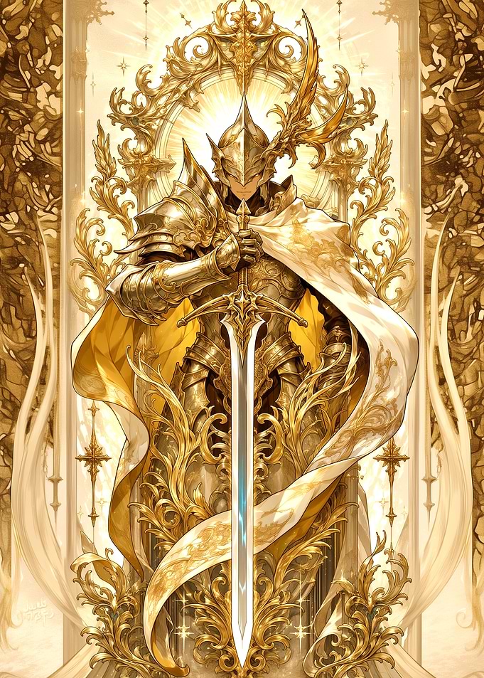 Golden Knight with Radiant Sword