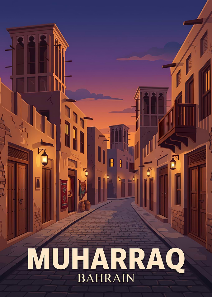 Muharraq Bahrain Travel Poster