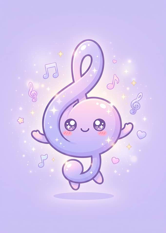 Cute Kawaii Treble Clef Character