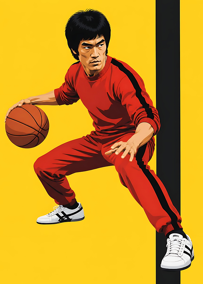 Bruce Lee Playing Basketball Illustration