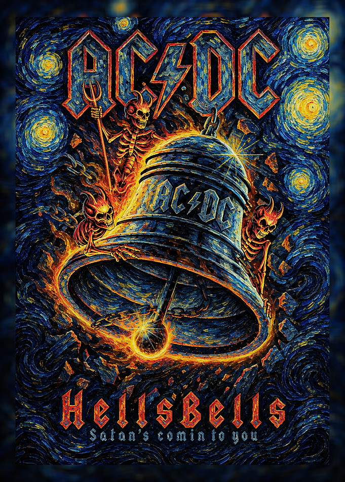 AC/DC Hells Bells Starry Night Poster
