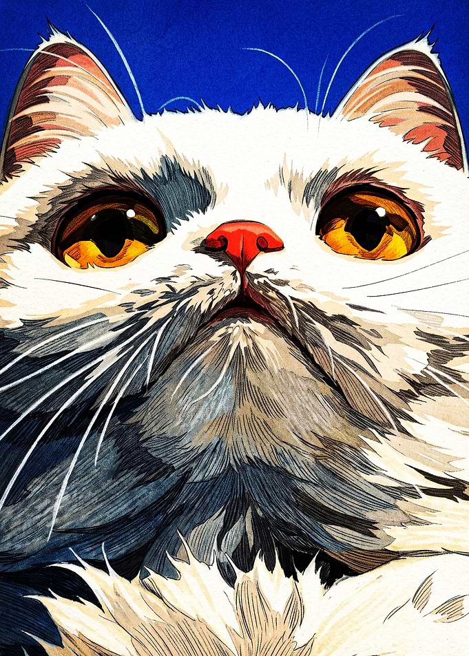 Close-up Portrait of a Fluffy Cat
